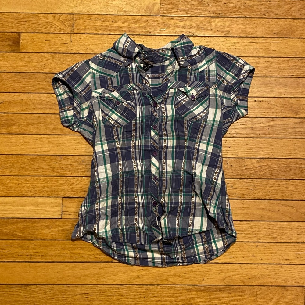 Y2K Button-down Plaid Top - Size M, fits S